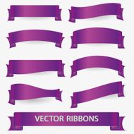 purple various curver empty ribbon banners eps10