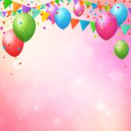 happy birthday background with balloons and flags N2