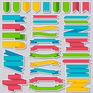 Set of colored ribbons sticker background concept