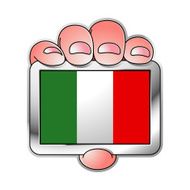hand holding Italy flag