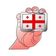hand holding Georgia flag