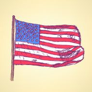 Sketch flag of USA vector background N2