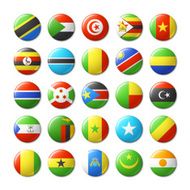 World flags round badges magnets Africa