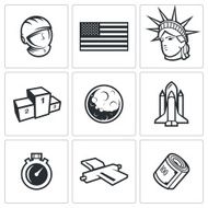 USA and moon icons Vector Illustration