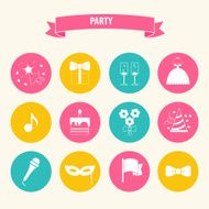 Party and Celebration icon set Vector silhouette illustration N2