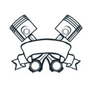 Vintage ribbon with pistons vector illustration