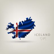 Flag of ICELAND as a country with shadow