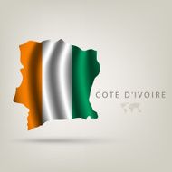 Flag of COTE D&#039;IVOIRE as a country with shadow