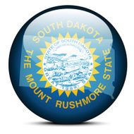 Map on flag button of USA South Dakota State