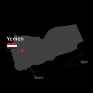 Detailed map of Yemen and capital city Sana&#039;a with