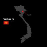Detailed map of Vietnam and capital city Hanoi with flag