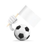 Soccer ball wawing white flag