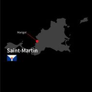 Detailed map of Saint-Martin and capital city Marigot with