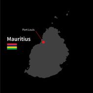 Detailed map of Mauritius and capital city Port Louis with