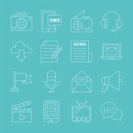 Media electronic line icon set N2