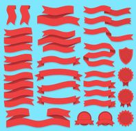 Red Ribbons and Labels Set