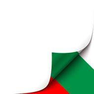 Curled up Paper Corner on Bulgarian Flag Background Vector Illustration