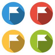 Collection of 4 isolated flat colorful buttons (icons) for point