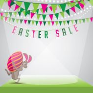 Easter sale bunny egg and bunting background