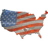 USA flag map wooden style N4