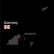 Detailed map of Guernsey and capital city Saint Peter Port