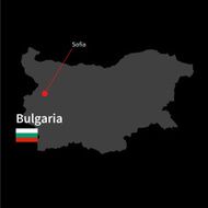 Detailed map of Bulgaria and capital city Sofia with flag