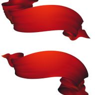 Red ribbon banner vector set