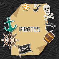 Background on pirate theme with stickers and objects N2