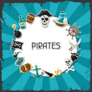 Background on pirate theme with stickers and objects N3