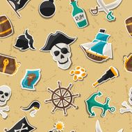 Seamless pattern on pirate theme with stickers and objects N2