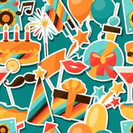 Celebration seamless pattern with party sticker icons and objects