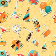 Celebration seamless pattern with party sticker icons and objects N2