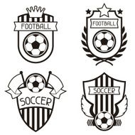 Set of sports labels with soccer football symbols N2