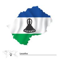 Map of Lesotho with flag
