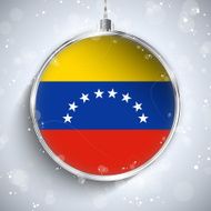 Merry Christmas Silver Ball with Flag Venezuela N4