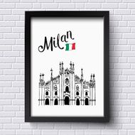 Patriotic or travel poster design for Milan N2