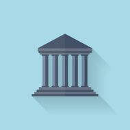 Flat school univercity buildig icon