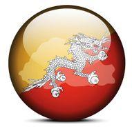 Map on flag button of Kingdom Bhutan