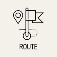 Travel route and navigation icon