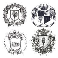 vector illustration with different coats of arms
