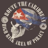 Pirate skull with a flag as bandana