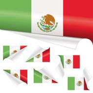 Mexican Flags behind Curled Paper
