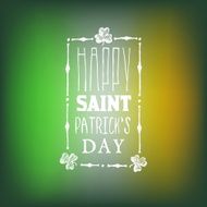 Greeting Card for Saint Patricks Day on Blurred Irish Flag
