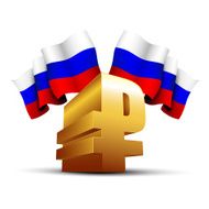 Ruble symbol with Russian flag