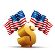 Dollar symbol with USA flag