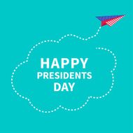 Presidents Day background Paper plane Dash line cloud
