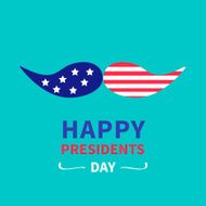 Mustaches with stars and stripes Presidents Day background flat design