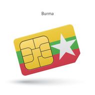 Burma mobile phone sim card with flag
