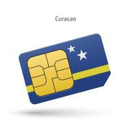 Curacao mobile phone sim card with flag