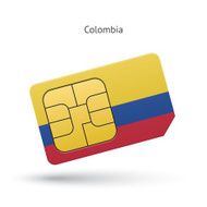 Colombia mobile phone sim card with flag